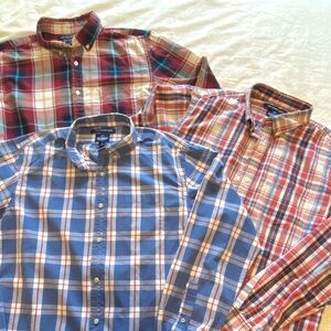 Bundle of 3 Old Navy mens slim fit plaid button down shirts